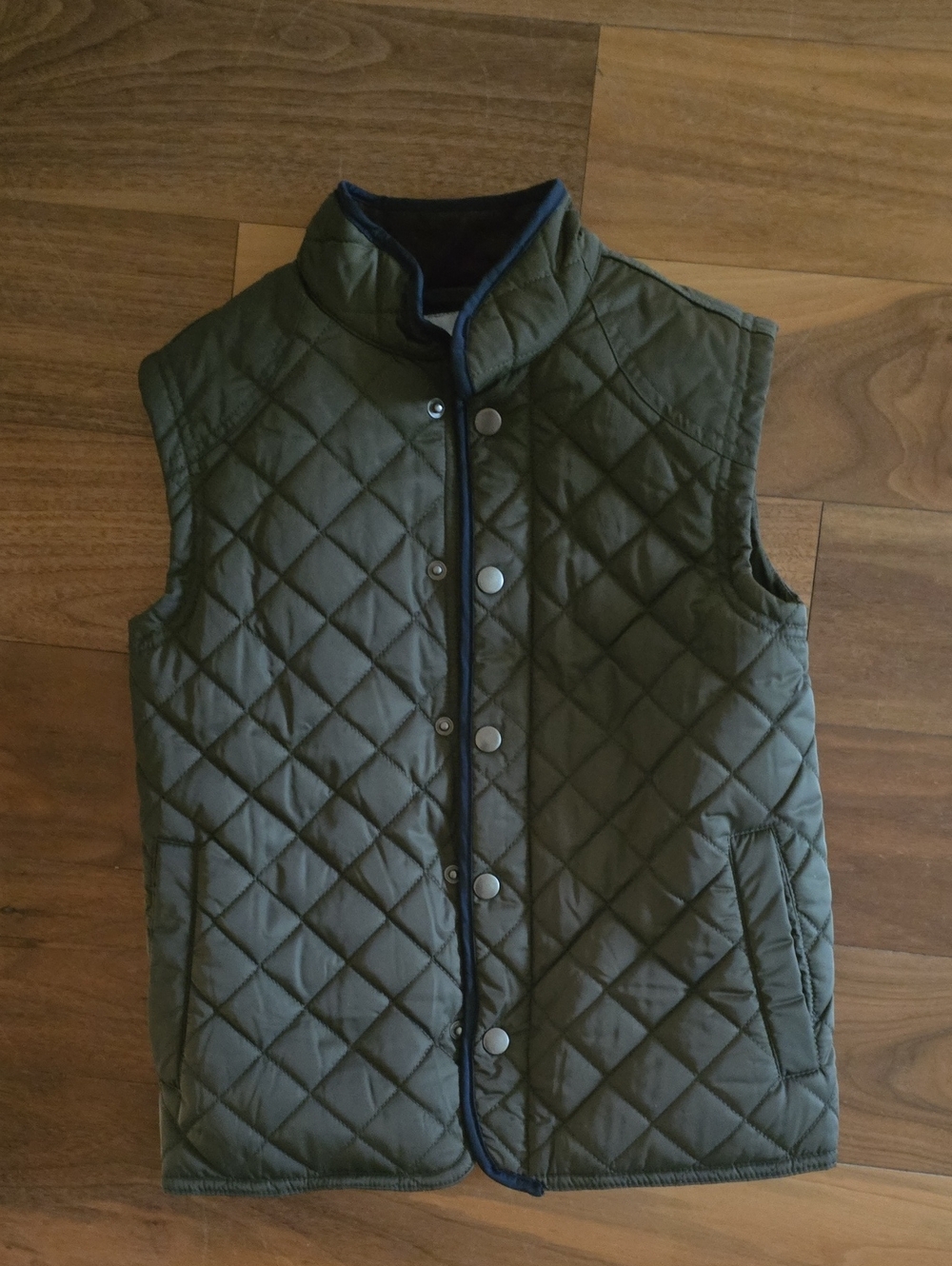 Class Club Dark Green Quilted Vest with Navy Trim